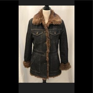 Marvin‎ Richards denim w fur lining women’s coat